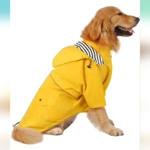 Dog Raincoat Double Layer Yellow Zip Rain Jacket with Hood - XXL